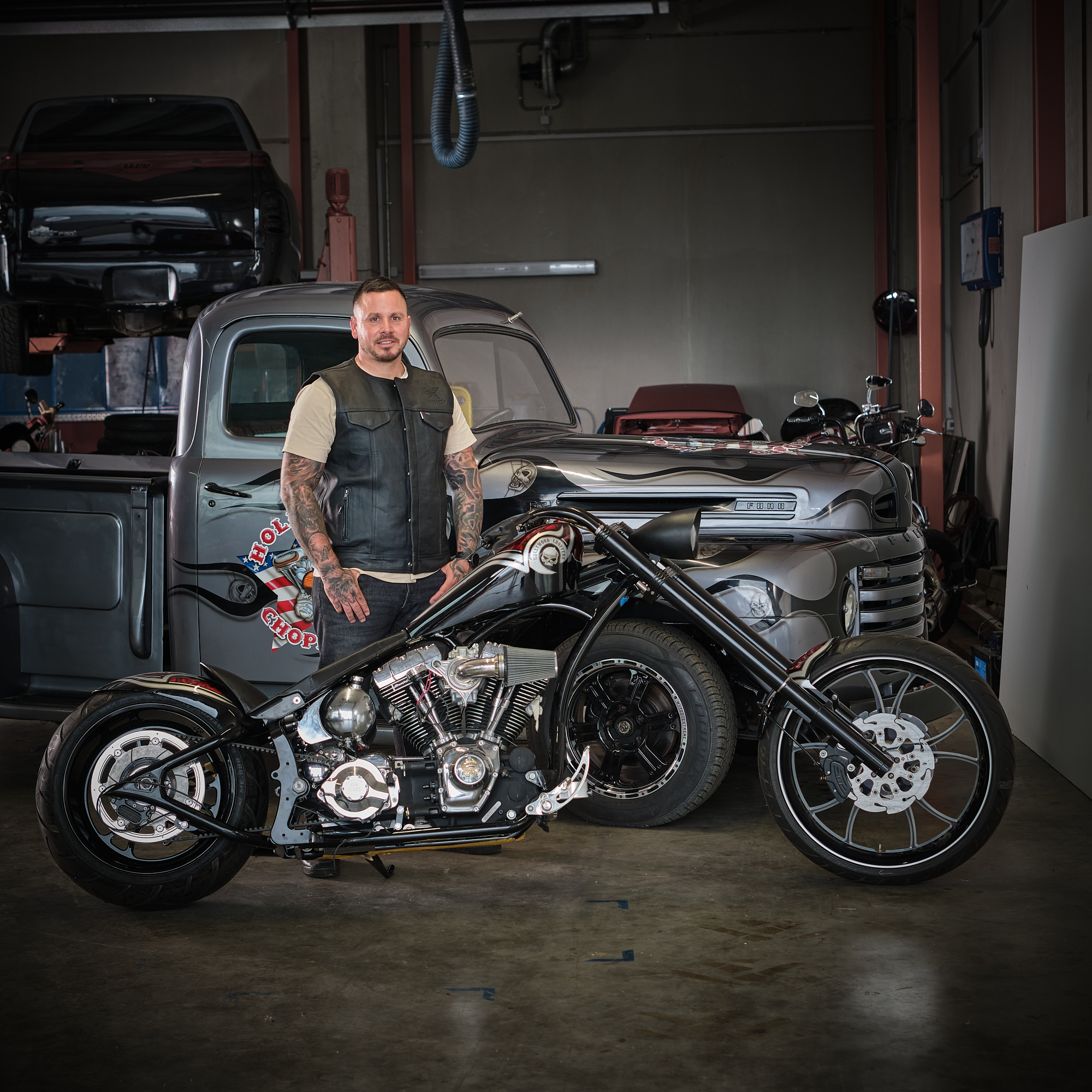 HOLLYWOOD CHOPPERS Lederweste Weste - Büffelleder – Bild 1