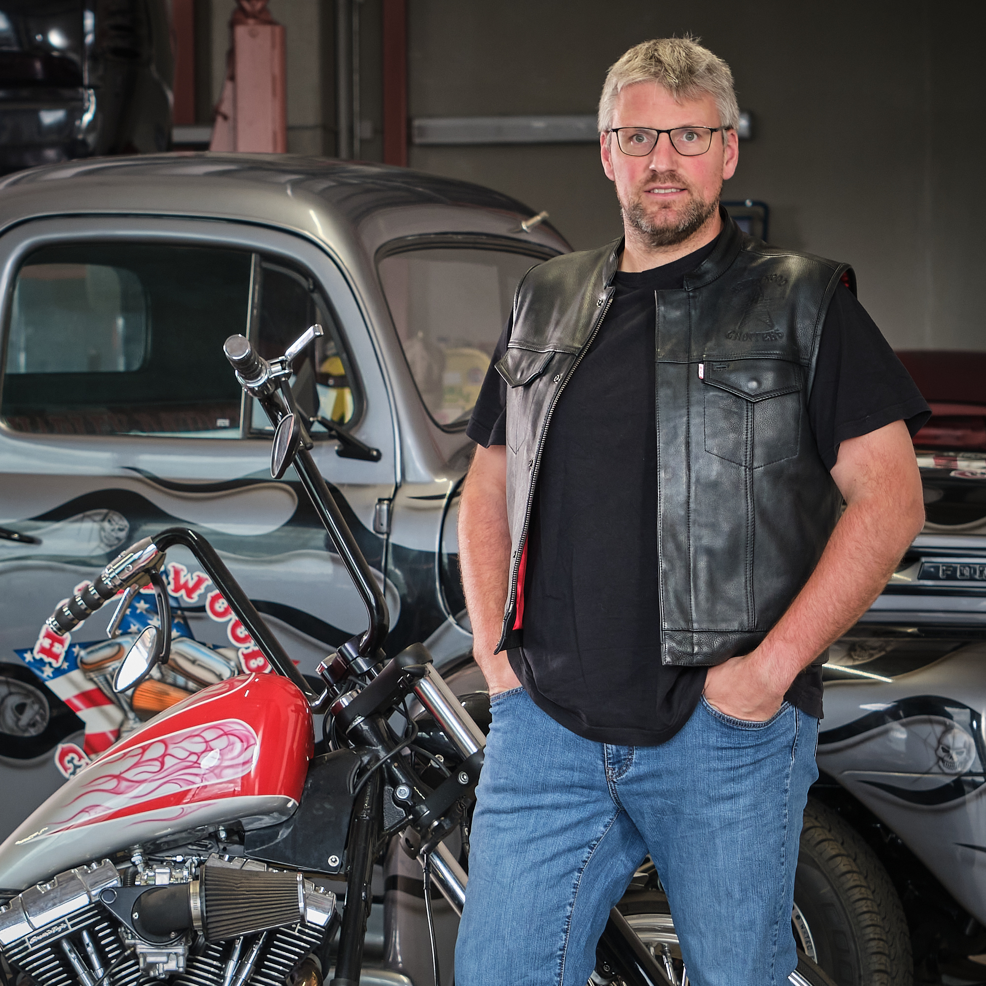 HOLLYWOOD CHOPPERS Echtleder-Bikerweste – Bild 2